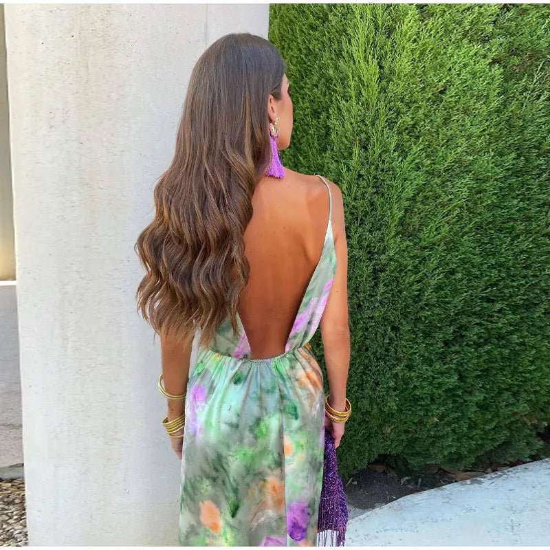 Anisten | Women’s Long Printed Halo-Dye Dress Summer Bohemian