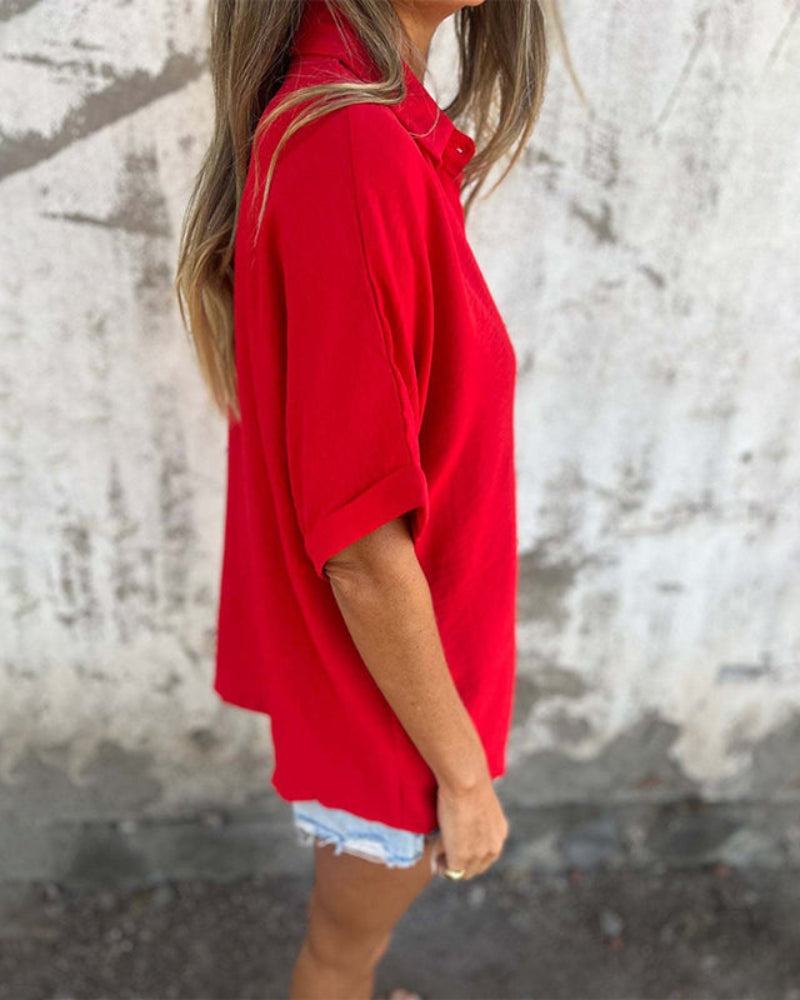 Quinn | Women's Loose Solid Button-Up Shirt