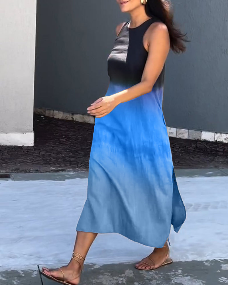 Anette | Sleeveless Gradient Dress With Round Neck