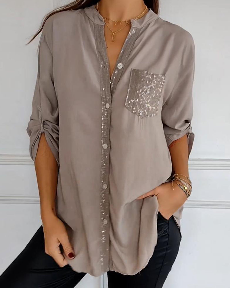 Veda | Paneled Relaxed Fit Sequin Top