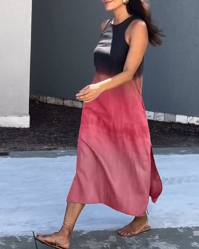 Carys | Sleeveless Round Neck Gradient Dress