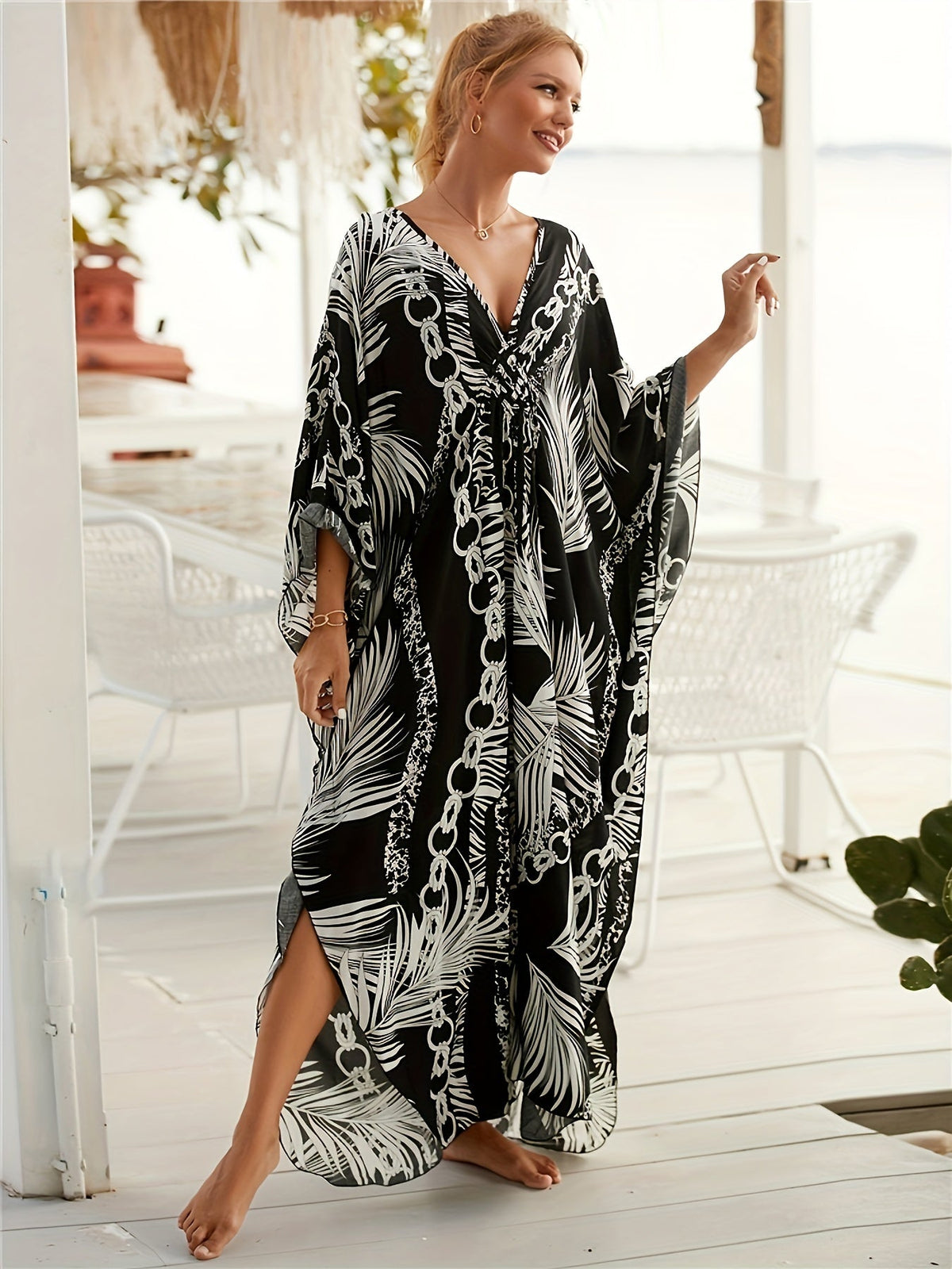 Olivia | Luxe Chain Print Kaftan Dress