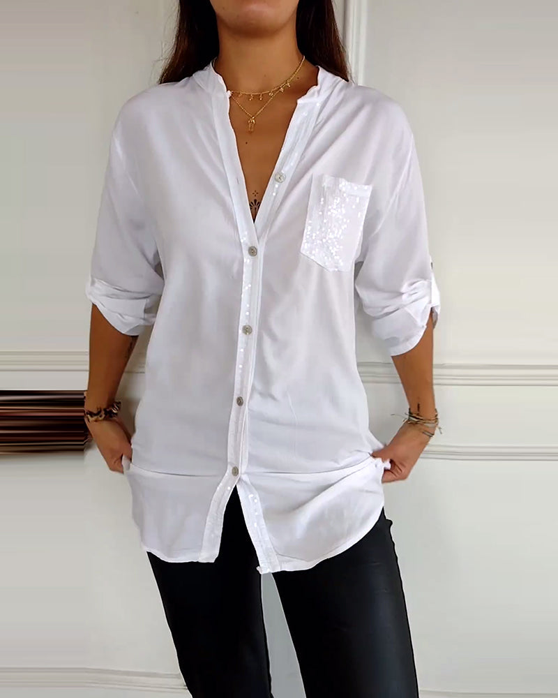 Veda | Paneled Relaxed Fit Sequin Top