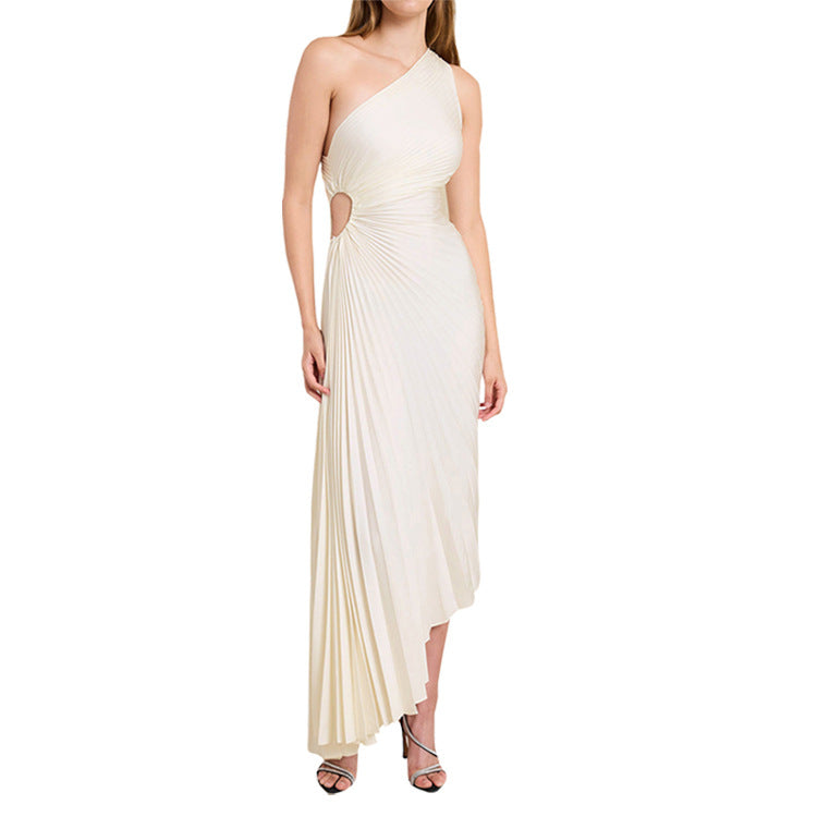 Sylviana | One Shoulder Pleated Midi Dress