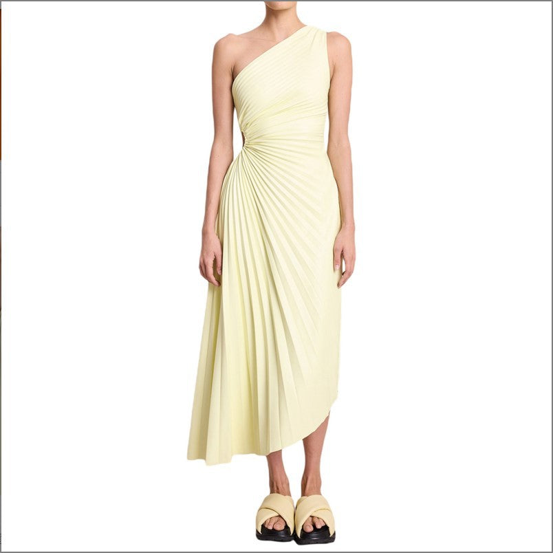 Sylviana | One Shoulder Pleated Midi Dress