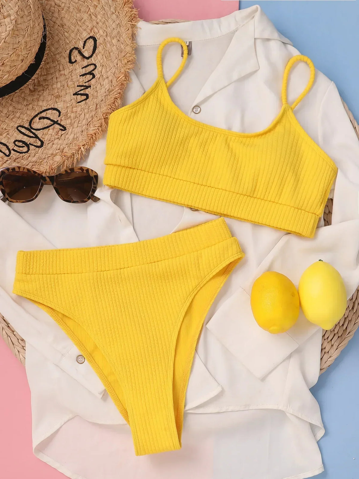 Margit | Bikini With High Cut and Pleated Design