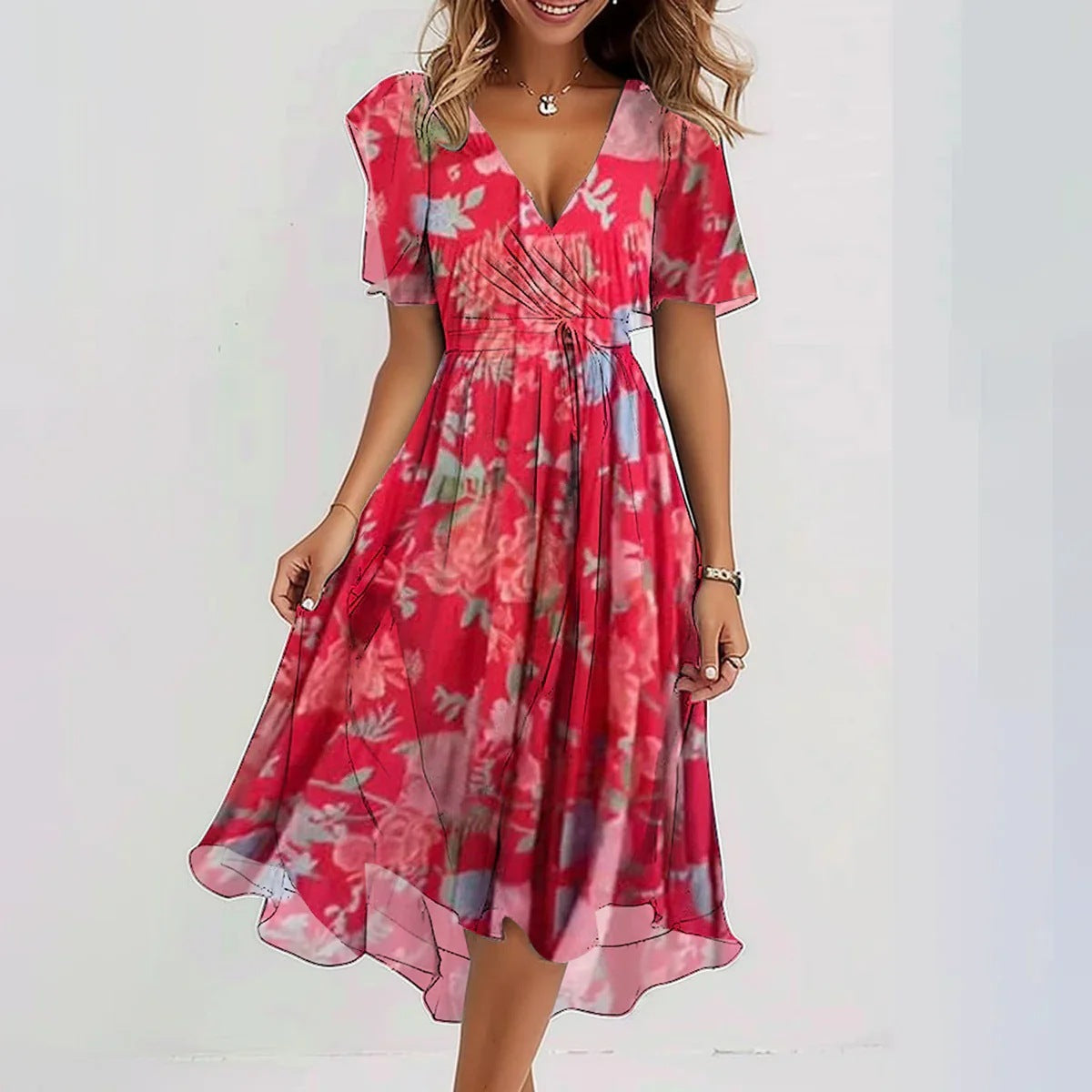 Viera Bloom | Abstract Midi Dress
