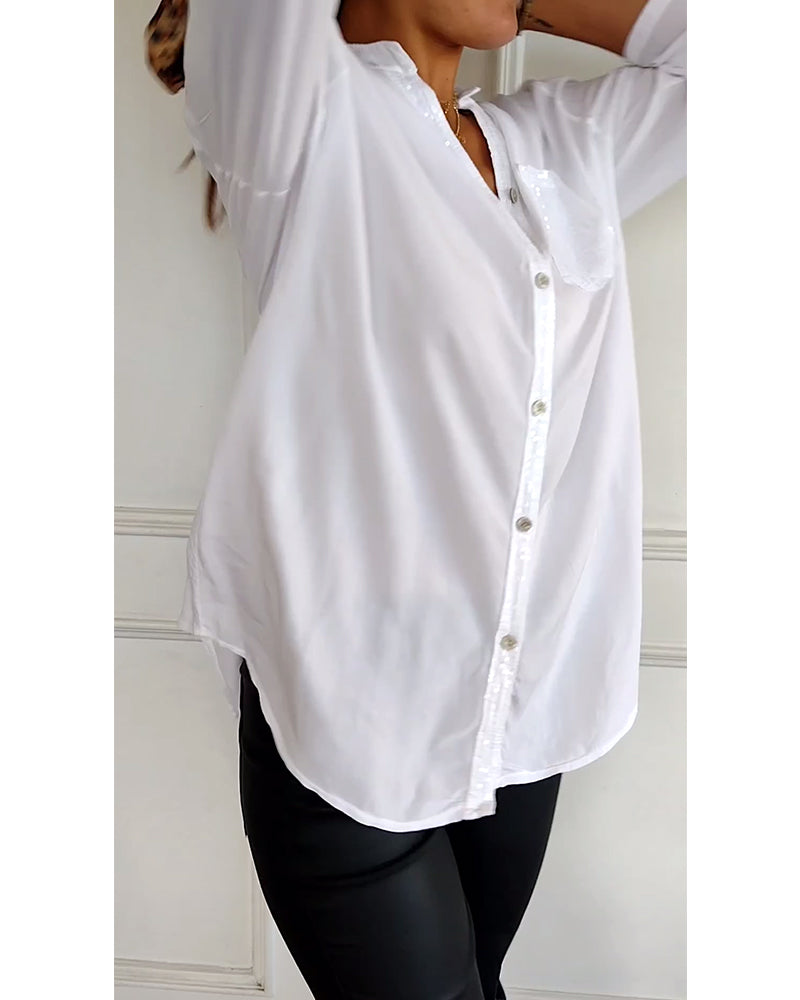 Veda | Paneled Relaxed Fit Sequin Top