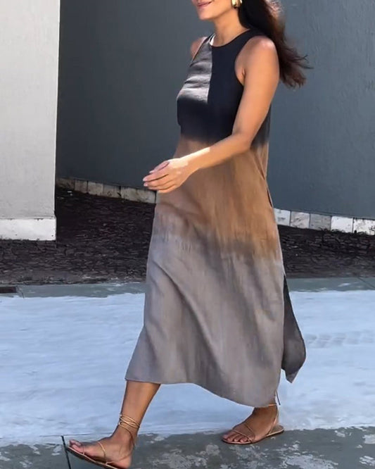 Anette | Sleeveless Gradient Dress With Round Neck