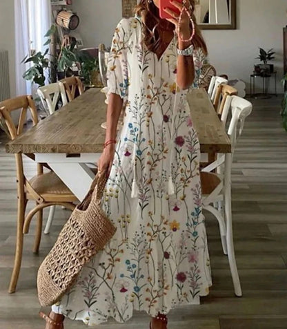 Rowena | Floral Print Long Summer Dress