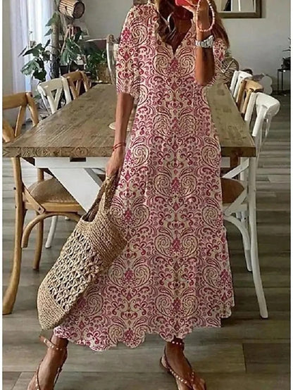 Rowena | Floral Print Long Summer Dress